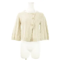 クミキョク 組曲 KUMIKYOKU カーディガン ニット クルーネック 七分袖 ウール混 ケーブル編 2 ベージュ /AH10