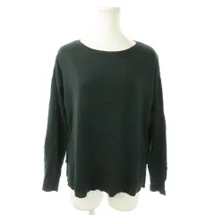 ナチュラルビューティーベーシック NATURAL BEAUTY BASIC ニット セーター ボートネック 長袖 ウール混 サイドリボン M 緑 グリーン /AO19