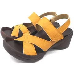 re:geta(リゲッタ) クロスベルトウェッジサンダル カジュアル サンダル (r2682-mus)、マスタード