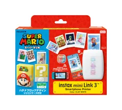 新品 富士フイルム(FUJIFILM) チェキ スマホプリンター instax mini Link3 ハテナブロックデザインシリコンケース付き INS MINI LINK3 NS MARIO