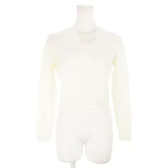 ナチュラルビューティーベーシック NATURAL BEAUTY BASIC ニット セーター ラウンドネック 長袖 ショート丈 無地 シンプル M 白 ホワイト /AH15