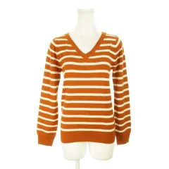 ベイフロー BAYFLOW ニット セーター Vネック 長袖 ボーダー F オレンジ /AH3