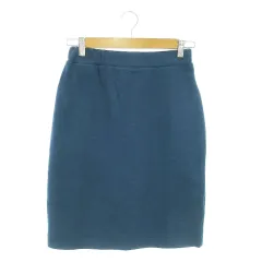 ストラ Stola. スカート タイト ひざ丈 ウール混 ストレッチ ウエストゴム 38 紺 ネイビー /AO25