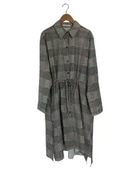 ブージュルード Bou Jeloud ワンピース 長袖 前開き 千鳥格子風 ミモレ丈 総柄 サイズ38 マルチカラー QQQ