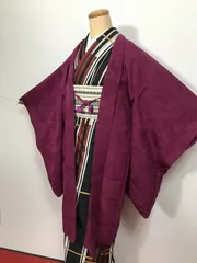 【中古】Sサイズ 羽織 正絹 臙脂無地 アンティーク