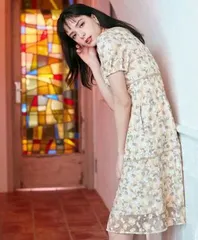 【未使用級】【参考価格44,000円】TOCCA/ トッカ Ipe Flowers Embroidered ドレス ワンピース＃0 イエロー系