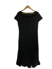 ケイタマルヤマ KEITA MARUYAMA ワンピース フレンチスリーブ リボン モチーフ 刺繍 花 バック ファスナー ミモレ サイズ1 黒 QQQ