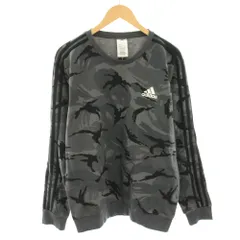 アディダス adidas エッセンシャルズカモフラージュクルースウェット トレーナー クルーネック 長袖 カモフラ柄 迷彩柄 タグ付き XO グレー GK9976 /YT