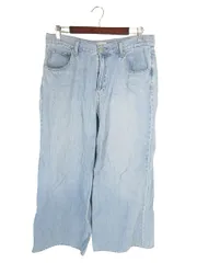 ユニクロ UNIQLO パンツ デニム ジーンズ フレア ワイド ロング 無地 ブルー サイズ30 QQQ
