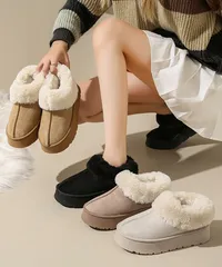 厚底ムートブーツ もこもこショートブーツ