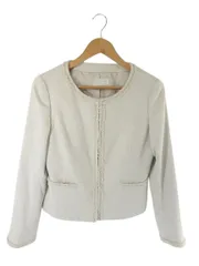 エニィスィス エニシス anySiS ジャケット ノーカラー 長袖 ボーダー ラメ アイボリー サイズ3 QQQ