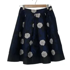 M'S GRACY(エムズグレイシー) スカート サイズ36 S レディース美品  - ダークネイビー×黒×ライトグレー ひざ丈/花柄