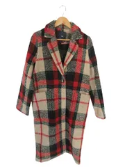 ザラ ZARA チェスター コート ロング ウール チェック マルチカラー サイズL QQQ