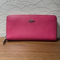 【美品】COACH ピンク レザー ラウンドファスナー長財布 正規品