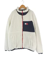 トミー TOMMY トミージーンズ TOMMY JEANS  フリース ナイロン ジャケット プリント ボア   リバーシブル サイズXL 国内正規 QQQ