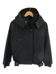 メルシーボークー mercibeaucoup ジャケット ウール フード シングルブレスト ボタン リブ 無地 ブラック サイズ1 QQQ