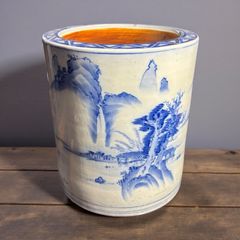 値下げ 古道具 染め付け 山水、花鳥紋 陶器 瀬戸焼 火鉢 - メルカリ