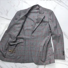 TOMORROWLAND PILGRIM Loro Piana DREAM TWEED 100%Super 120'S WOOL ウインドウペンチェック アンコンジャケット センターベント 46 グレー 2B