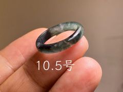 L17-174 氷糯種 白灰色 19.5号 グアテマラ産A貨本翡翠くりぬきリング