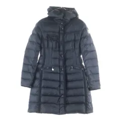 MONCLER (モンクレール) HERMINE エルミンヌ ワッペンロゴ フーデッド ジップアップ ダウン ロングジャケット コート ブラック レディース 420934933905 53048