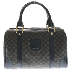 CELINE (セリーヌ) ミニボストンバッグ マカダム柄 ブラック×ブラウン レザー