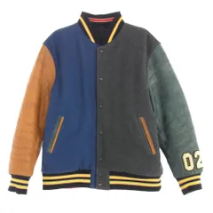 スリーフェイス THREE FACE リバーシブル レザースリーブ ウール スタジアムジャケット スタジャン 裏地キルティング マルチカラー系 表記サイズ無し【中古】