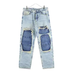 DIESEL (ディーゼル) D-FIRE-FSF ダメージ加工 ストレート デニムパンツ インディゴ A17428