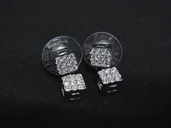 ■美品■ SWAROVSKI スワロフスキー ラインストーン キューブ 四角 ピアス アクセサリー レディース シルバー系 DL3725