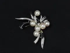 ■美品■ 本真珠 アコヤ真珠 パール 約6mm SV925 ピンブローチ ピンバッジ アクセサリー レディース シルバー系 DL5160