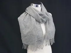 ■美品■ Paul Smith ポールスミス ウール100％ フリンジ マフラー ストール 防寒具  メンズ レディース グレー系 DL5313のサムネイル