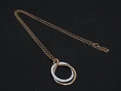 ■美品■ SWAROVSKI スワロフスキー ラインストーン ネックレス ペンダント アクセサリー レディース ブロンズ系×シルバー系 DL7103