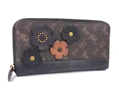 COACH コーチ ホースアンドキャリッジ レザー ラウンドファスナー 長財布 ウォレット ブラウン系×ブラック系 DL6369