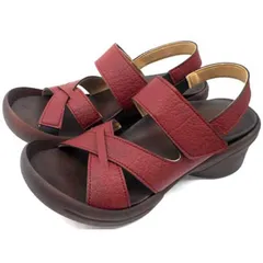 re:geta(リゲッタ) クロスベルトウェッジサンダル カジュアル サンダル (r2682-rbr)、レッドブラウン