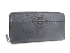 ■美品■ TORY BURCH トリーバーチ マックグロー レザー ラウンドファスナー 長財布 ウォレット レディース ブラック系 DL7576