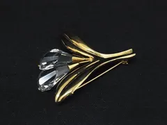 ■美品■ SWAROVSKI スワロフスキー フラワー 花 ピンブローチ ピンバッチ アクセサリー レディース ゴールド系×クリア DL7692