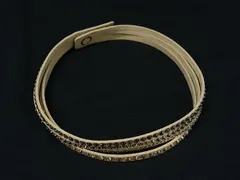 ■極美品■ SWAROVSKI スワロフスキー スエード ラインストーン 2連 ブレスレット アクセサリー レディース ブラウン系 DL7838