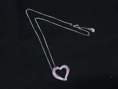 ■極美品■ SWAROVSKI スワロフスキー ラインストーン ハート ネックレス ペンダント アクセサリー シルバー系×ピンク系 DL7856