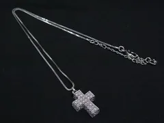■美品■ SWAROVSKI スワロフスキー ラインストーン クロス 十字架 ネックレス ペンダント アクセサリー シルバー系 DL7735