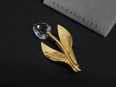 ■美品■ SWAROVSKI スワロフスキー チューリップモチーフ ピンブローチ ピンバッジ アクセサリー ゴールド系×クリア DL7978