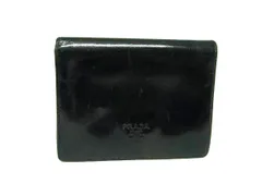 PRADA プラダ レザー 二つ折り 財布 ウォレット 札入れ 小銭入れ レディース メンズ ブラック系 DL5670