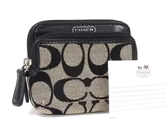 COACH コーチ シグネチャー キャンバス×レザー コインケース コインパース 小銭入れ レディース ブラック系×ベージュ系 DL8051