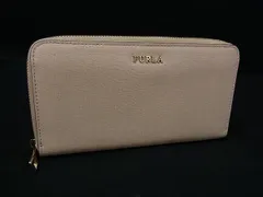 ■美品■ FURLA フルラ バビロン レザー ラウンドファスナー 長財布 ウォレット レディース ベージュ系 DL8559