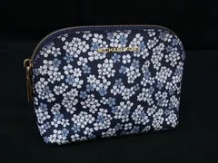 ■美品■ MICHAEL KORS マイケルコース PVC フラワー 花柄 メイクポーチ マルチケース 小物入れ レディース ネイビー系 DL8562