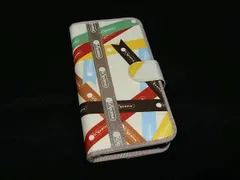 ■極美品■ LeSportsac レスポートサック ナイロン arrows We 対応 手帳型 スマホケース アイフォンケース ベージュ系 DL8590のサムネイル