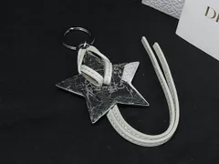 ■美品■ ChristianDior クリスチャンディオール スター キーホルダー バッグチャーム チャーム ライトグレー系×シルバー系 DL8818