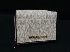 ■美品■ MICHAEL KORS マイケルコース PVC×レザー 三つ折り 財布 ウォレット 小銭入れ 札入れ カード入れ ホワイト系 DL8909