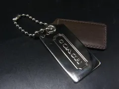 COACH コーチ レザー タグ キーホルダー バッグチャーム レディース メンズ シルバー系×ブラウン系 DL5775