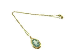 ■美品■ WEDGWOOD ウェッジウッド ジャスパー ネックレス ペンダント アクセサリー レディース ゴールド系×グリーン系 DL5794