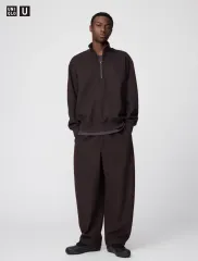 UNIQLO U ブラッシュド スウェット ワイドパンツ DARK BROWN XL