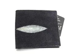 ■極上■本物■美品■ OCEANIC オーシャニック スティングレイ エイ革 二つ折り 財布 ウォレット 小銭入れ メンズ ブラック系 DL8757